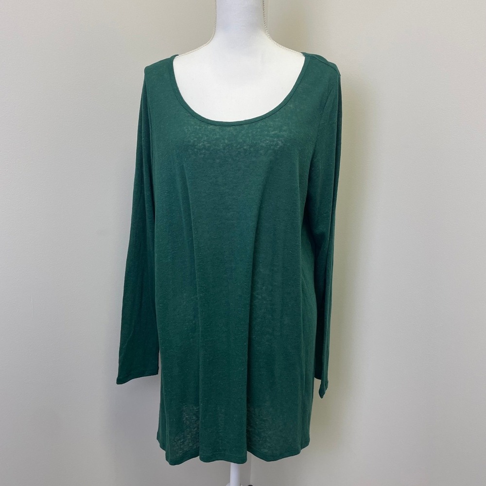 NEW Torrid Green Linen Blend Drop Shoulder Hi-Low Tunic Top 3 3X 22-24 - Picture 2 of 15